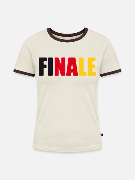 Finale - Frauen Kontrast-T-Shirt - Off-White/Dunkelbraun