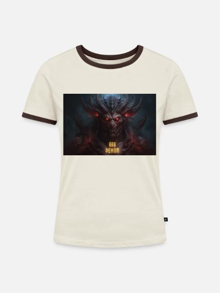 Dämon - Frauen Kontrast-T-Shirt - Off-White/Dunkelbraun