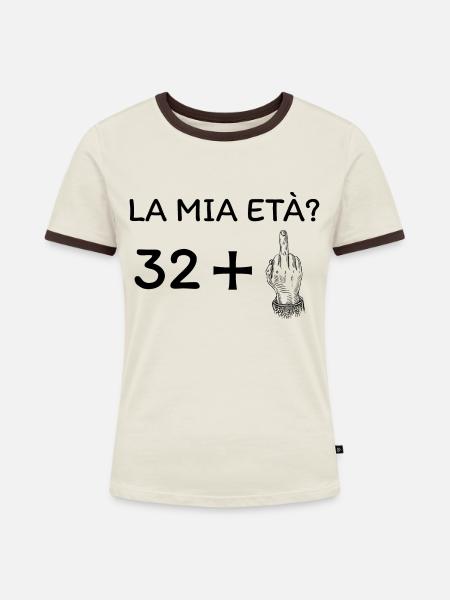 Mein Alter 33 - Frauen Kontrast-T-Shirt - Off-White/Dunkelbraun