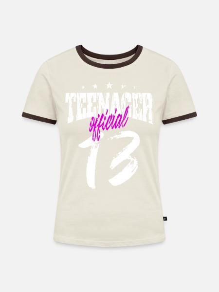 Teenager Jugendlicher Geschenk Geschenkidee - Frauen Kontrast-T-Shirt - Off-White/Dunkelbraun