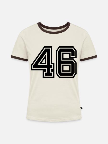 46 - Frauen Kontrast-T-Shirt - Off-White/Dunkelbraun