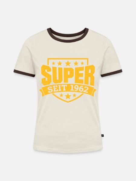 Super seit 1962 - Frauen Kontrast-T-Shirt - Off-White/Dunkelbraun