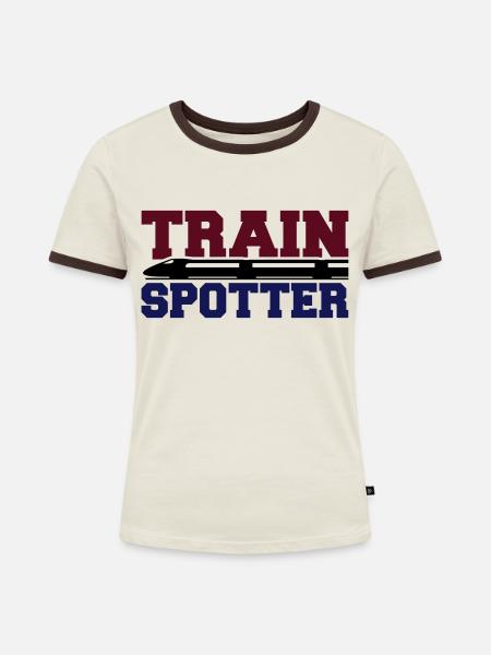 Train Spotter - Frauen Kontrast-T-Shirt - Off-White/Dunkelbraun