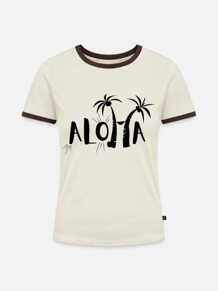 Aloha - Frauen Kontrast-T-Shirt - Off-White/Dunkelbraun