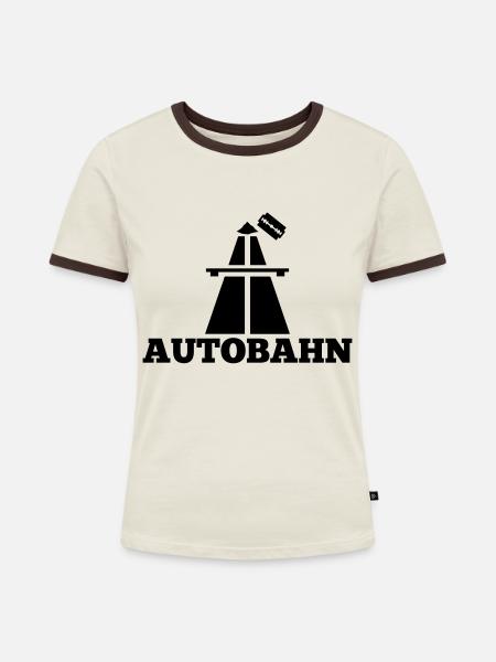 Koks Autobahn - Frauen Kontrast-T-Shirt - Off-White/Dunkelbraun