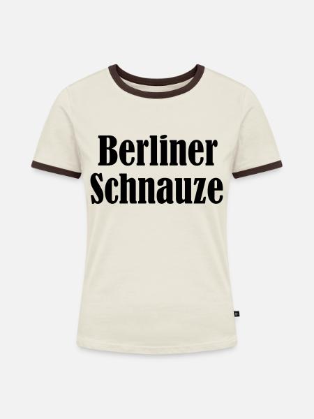 berliner_schnauze - Frauen Kontrast-T-Shirt - Off-White/Dunkelbraun