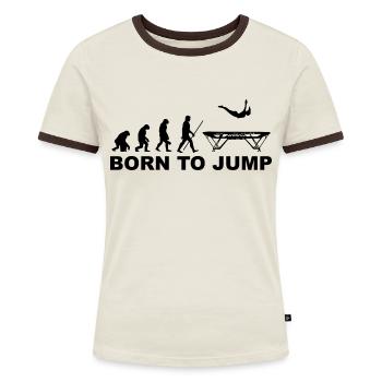 Trampolin Geschenkidee lustiger Spruch Turnen - Frauen Kontrast-T-Shirt - Off-White/Dunkelbraun - Vorne - AI Model Female 172 dark (172cm)