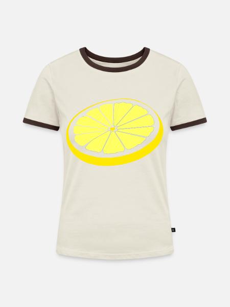 Zitronenscheibe - Frauen Kontrast-T-Shirt - Off-White/Dunkelbraun
