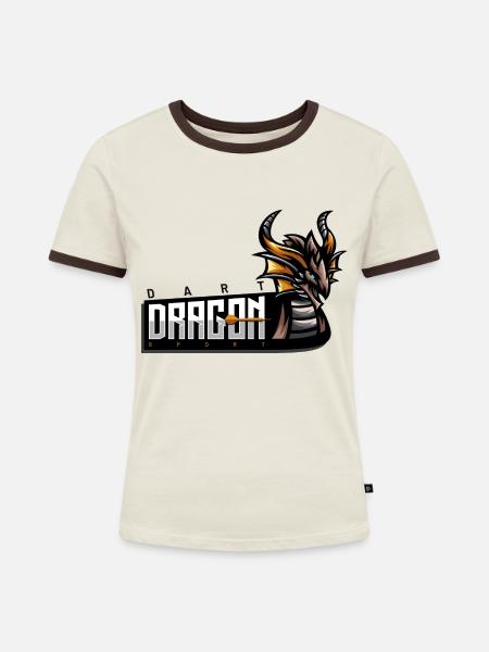 Dart Sport Dragon - Frauen Kontrast-T-Shirt - Off-White/Dunkelbraun