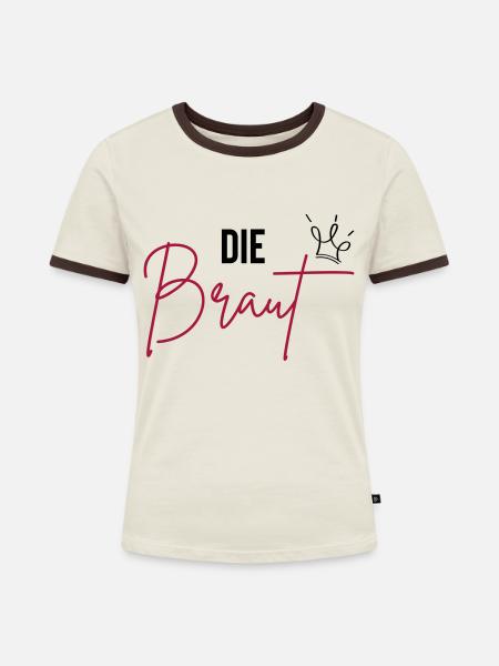die braut - Frauen Kontrast-T-Shirt - Off-White/Dunkelbraun