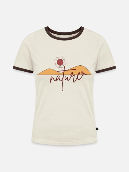 Nature - Frauen Kontrast-T-Shirt - Off-White/Dunkelbraun