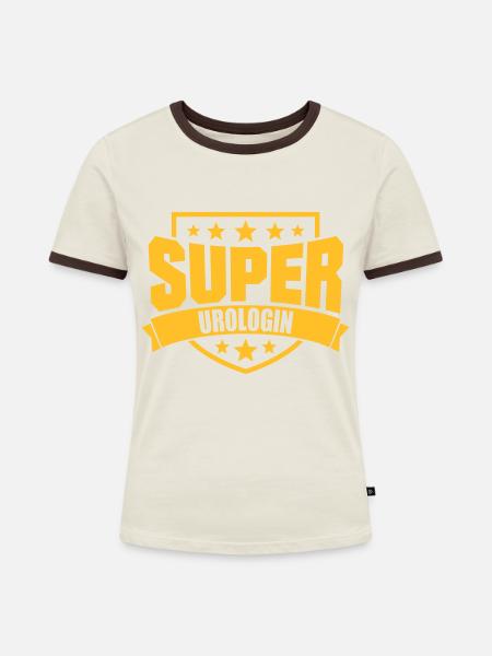Super Urologin - Frauen Kontrast-T-Shirt - Off-White/Dunkelbraun