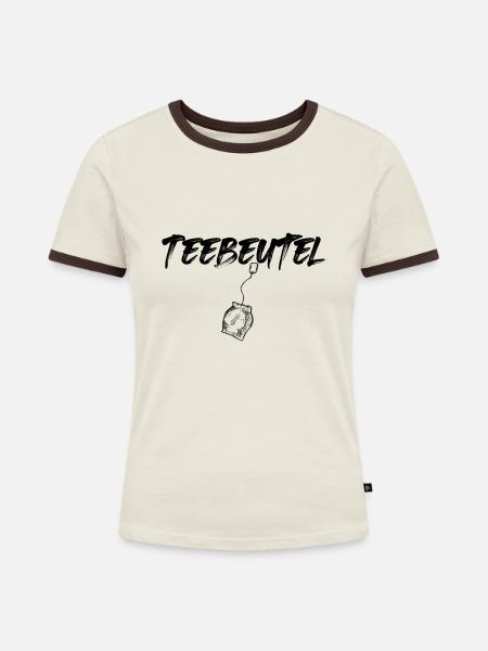Teebeutel - tea bags - Frauen Kontrast-T-Shirt - Off-White/Dunkelbraun