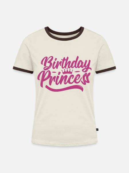Birthday princess - Frauen Kontrast-T-Shirt - Off-White/Dunkelbraun
