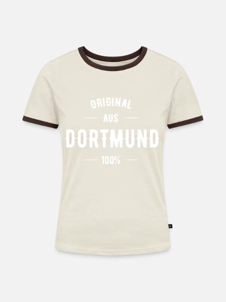 Dortmund - Frauen Kontrast-T-Shirt - Off-White/Dunkelbraun