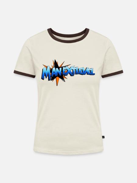 "Manextlevel Star" - Frauen Kontrast-T-Shirt - Off-White/Dunkelbraun
