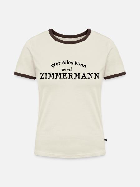 Zimmermann - Frauen Kontrast-T-Shirt - Off-White/Dunkelbraun