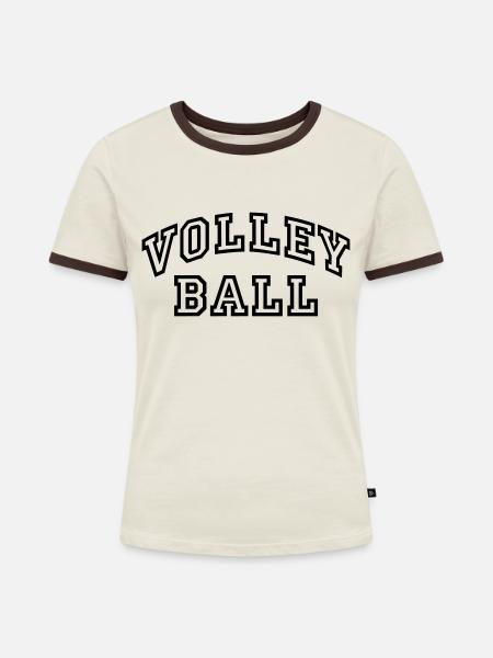 Volleyball Collegestyle - Frauen Kontrast-T-Shirt - Off-White/Dunkelbraun