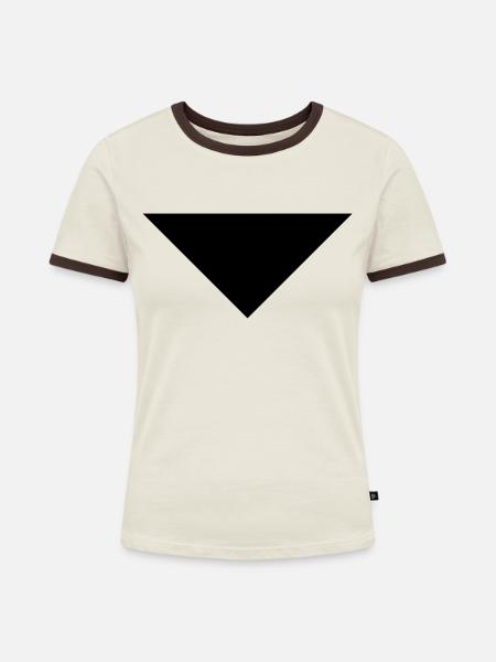 arrow sans down - Frauen Kontrast-T-Shirt - Off-White/Dunkelbraun