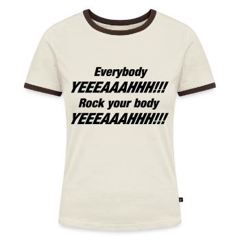 Rock your Body Musik Geschenk Backstreet - Frauen Kontrast-T-Shirt - Off-White/Dunkelbraun - Vorne - AI Model Female 172 dark (172cm)