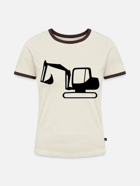 Bagger - Frauen Kontrast-T-Shirt - Off-White/Dunkelbraun
