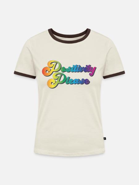 Positivity Please - Frauen Kontrast-T-Shirt - Off-White/Dunkelbraun