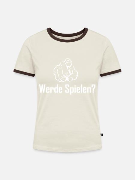 Game Gaming PC - Frauen Kontrast-T-Shirt - Off-White/Dunkelbraun