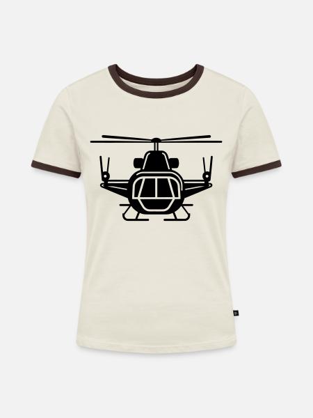 Hubschrauber - Frauen Kontrast-T-Shirt - Off-White/Dunkelbraun