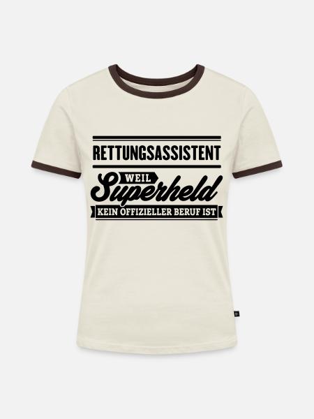 Superheld Rettungsassistent - Frauen Kontrast-T-Shirt - Off-White/Dunkelbraun