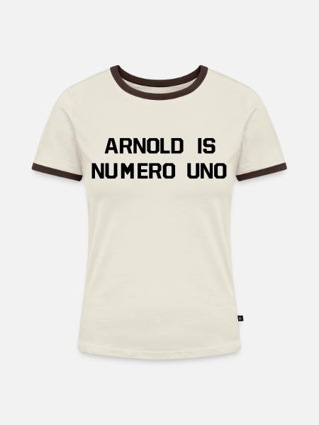 ARNOLD IS NUMERO UNO - Frauen Kontrast-T-Shirt - Off-White/Dunkelbraun