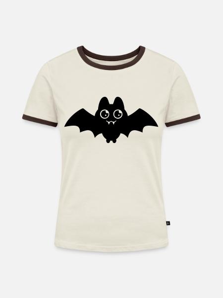 Fledermaus (bat) - Frauen Kontrast-T-Shirt - Off-White/Dunkelbraun