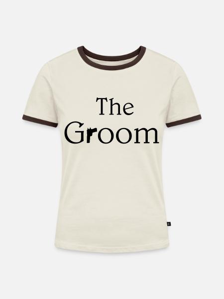 The groom - Frauen Kontrast-T-Shirt - Off-White/Dunkelbraun