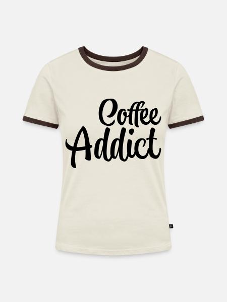 Coffee Addict - Frauen Kontrast-T-Shirt - Off-White/Dunkelbraun