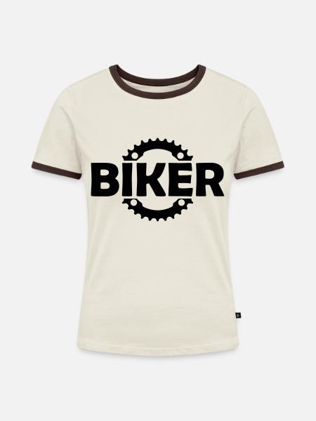 biker - Frauen Kontrast-T-Shirt - Off-White/Dunkelbraun