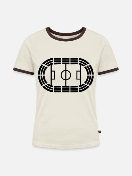 Sport - Stadion - Frauen Kontrast-T-Shirt - Off-White/Dunkelbraun