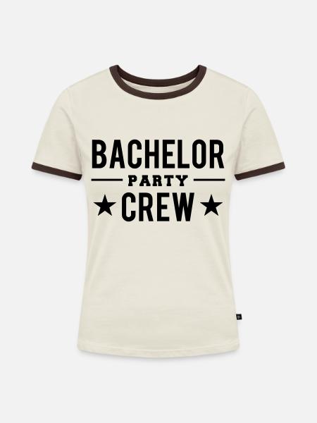 Bachelor Party CREW - Frauen Kontrast-T-Shirt - Off-White/Dunkelbraun