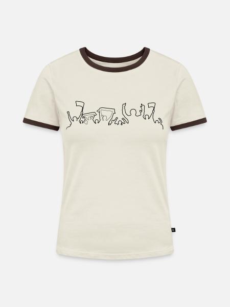 Fans Silhouette - Frauen Kontrast-T-Shirt - Off-White/Dunkelbraun