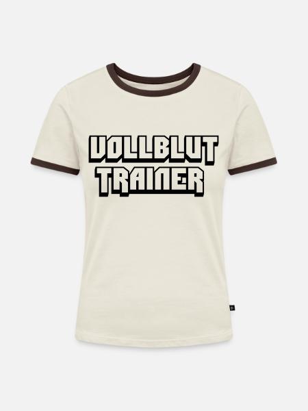 vollblut trainer - Frauen Kontrast-T-Shirt - Off-White/Dunkelbraun
