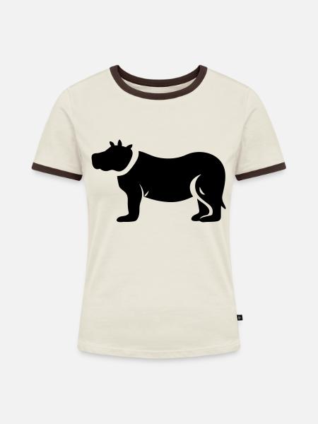 Nilpferd - Frauen Kontrast-T-Shirt - Off-White/Dunkelbraun