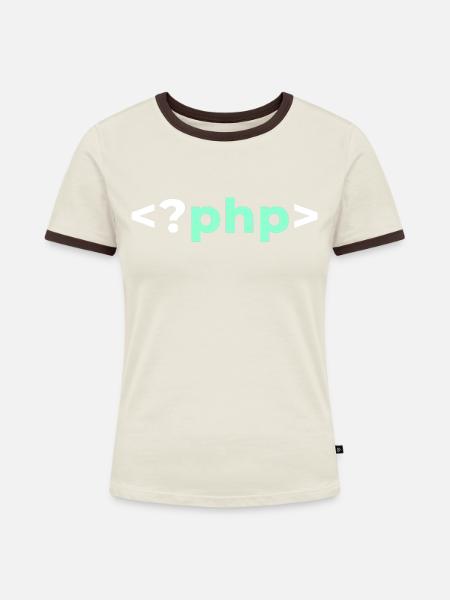 PHP Programmierer Softwareentwickler Shirt - Frauen Kontrast-T-Shirt - Off-White/Dunkelbraun