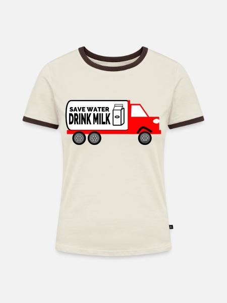 Truck - Frauen Kontrast-T-Shirt - Off-White/Dunkelbraun