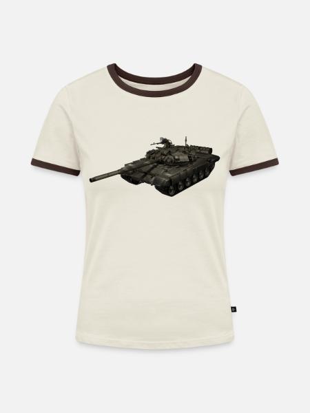 Tank - Frauen Kontrast-T-Shirt - Off-White/Dunkelbraun