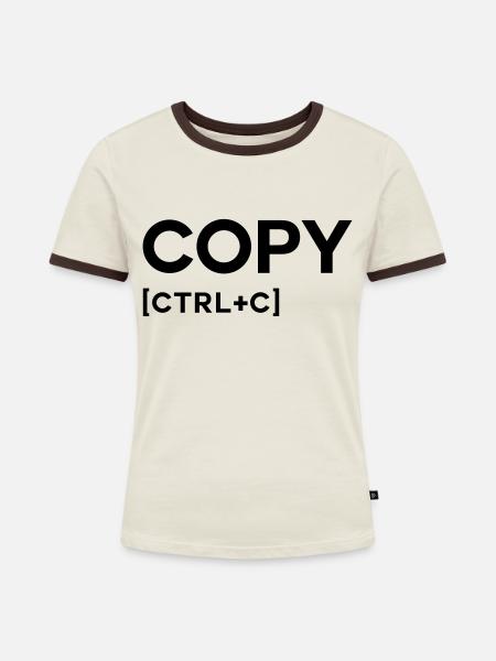 COPY CTRL BLACK - Frauen Kontrast-T-Shirt - Off-White/Dunkelbraun