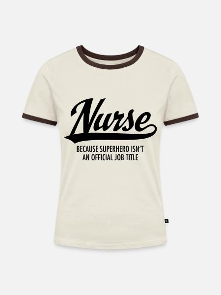 Nurse - Superhero - Frauen Kontrast-T-Shirt - Off-White/Dunkelbraun