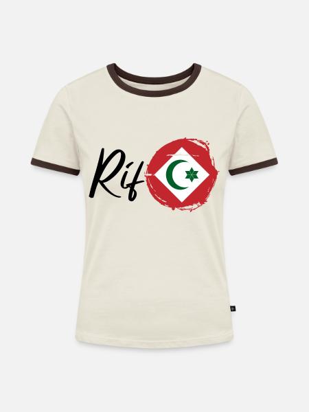 Rif - Frauen Kontrast-T-Shirt - Off-White/Dunkelbraun