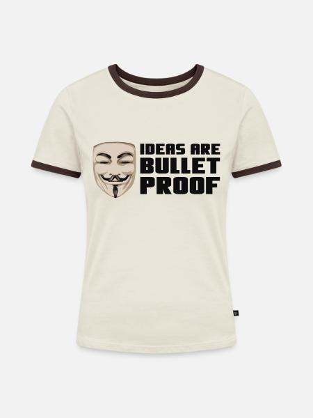 Mask - bulletproof - Frauen Kontrast-T-Shirt - Off-White/Dunkelbraun