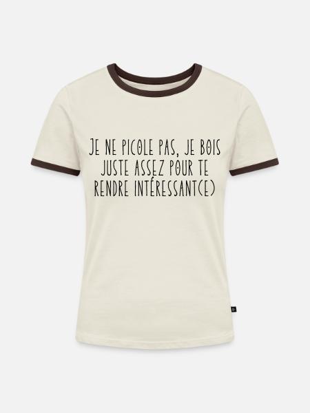 Ich trinke nicht (1c) - Frauen Kontrast-T-Shirt - Off-White/Dunkelbraun
