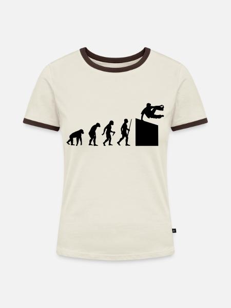 Evolution - Frauen Kontrast-T-Shirt - Off-White/Dunkelbraun