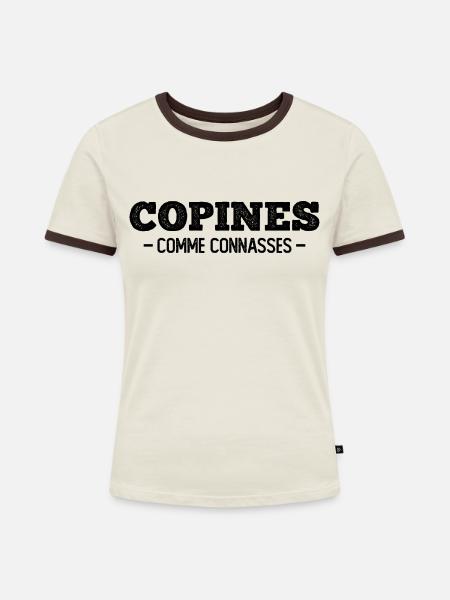 Freundinnen als - Frauen Kontrast-T-Shirt - Off-White/Dunkelbraun