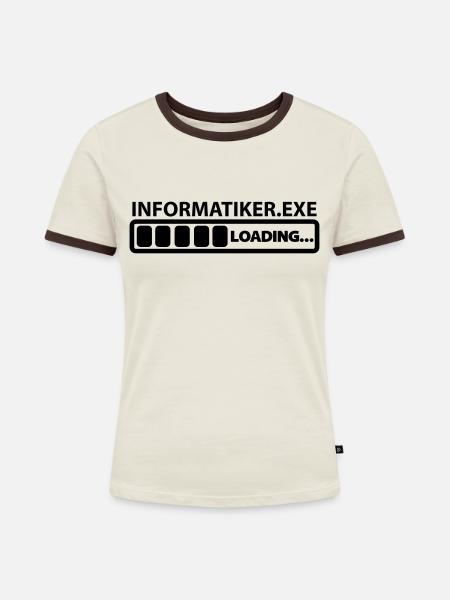 informatiker exe loading - Frauen Kontrast-T-Shirt - Off-White/Dunkelbraun